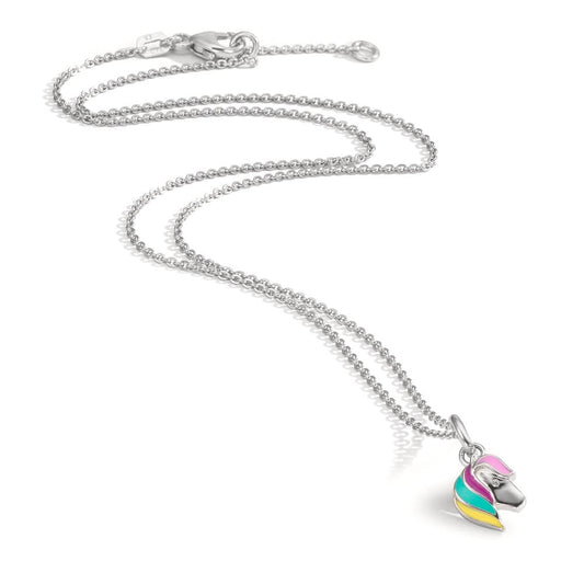 Collier met hanger Zilver Zirkonia Gerhodineerd Paard 36-38 cm