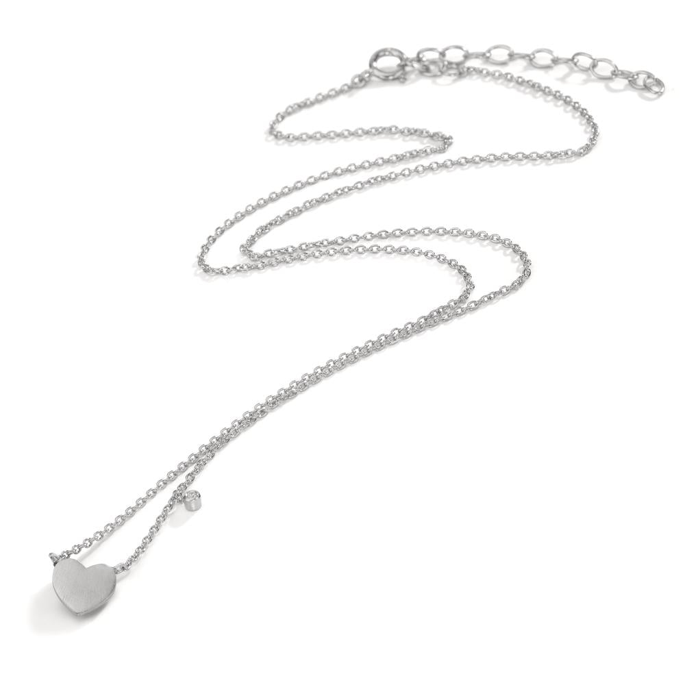 Collier Zilver Zirkonia wit Hart 42-47 cm
