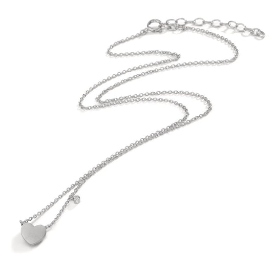 Collier Zilver Zirkonia wit Hart 42-47 cm