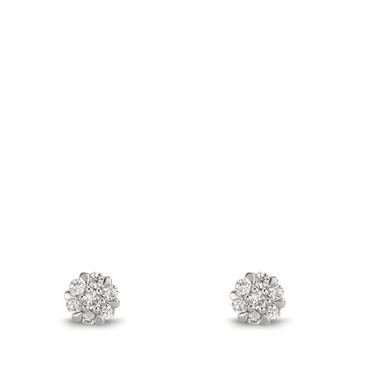 Oorknoppen 750/18K witgoud Diamant 0.112 ct, 14 Steen, w-si Ø4 mm