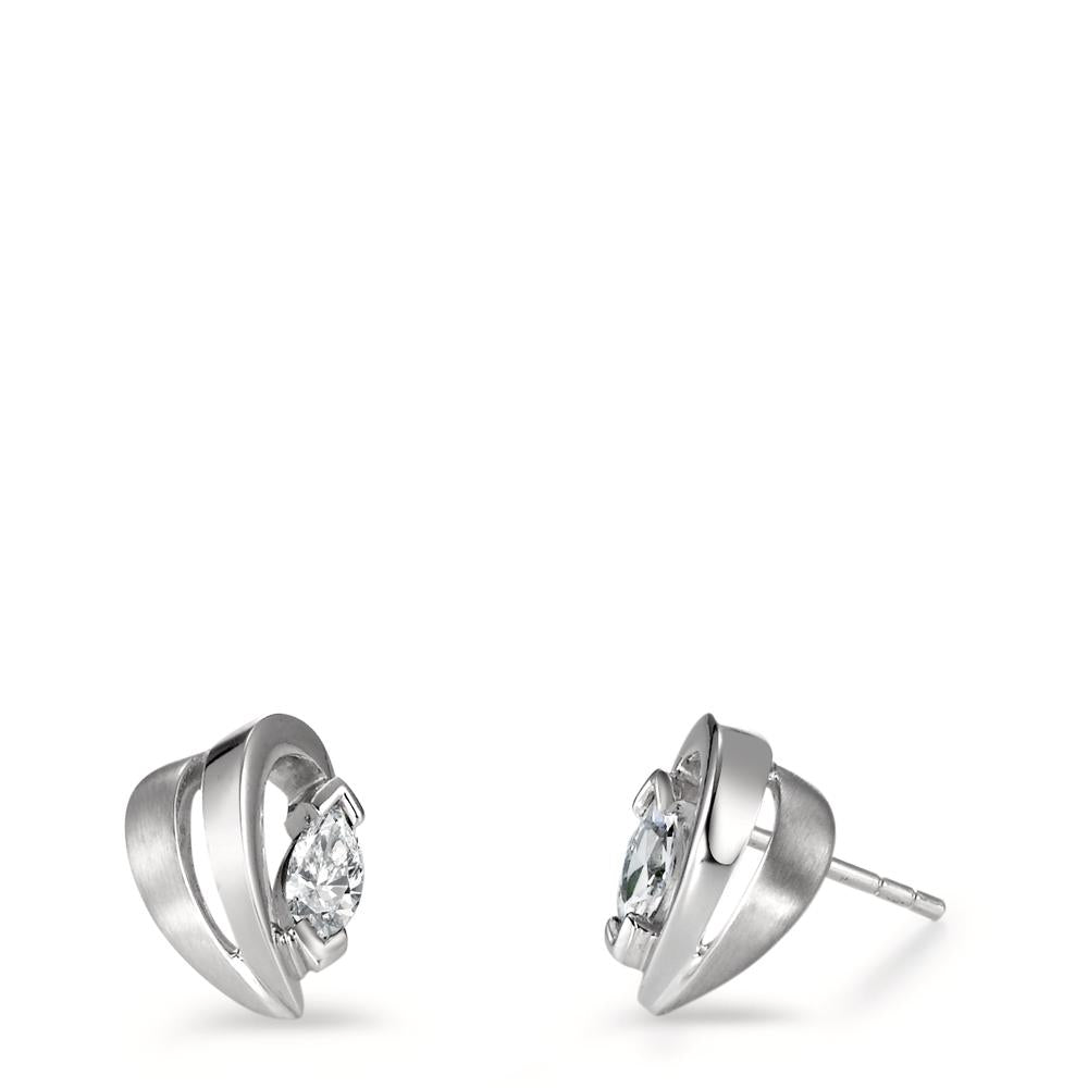 Oorknoppen Zilver Zirkonia 2 Steen Gerhodineerd