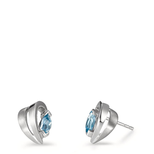 Oorknoppen Zilver Kristal blauw Gerhodineerd