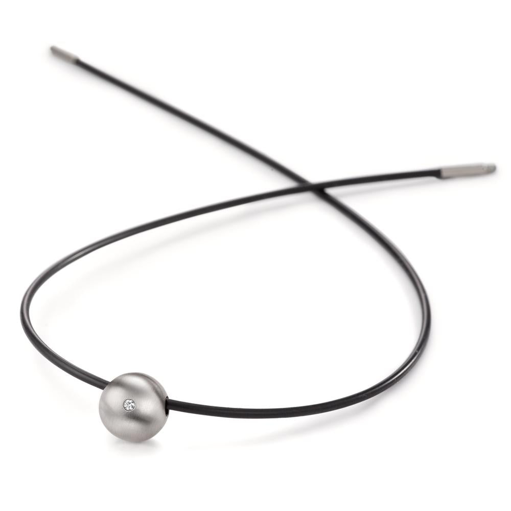 Collier Roestvrijstaal, Rubber Diamant 0.02 ct, tw-si 45 cm Ø2 mm