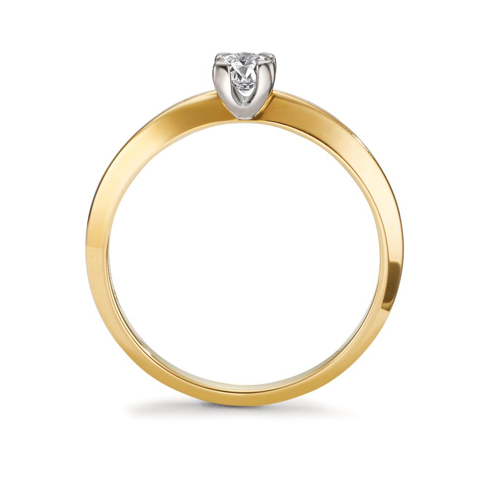 Solitaire ring 750/18K geel goud Diamant 0.30 ct, w-si Bi-color