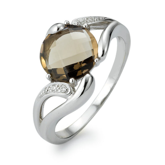 Ring 750/18K witgoud Diamant 0.04 ct, 6 Steen, w-si, Rookkwarts