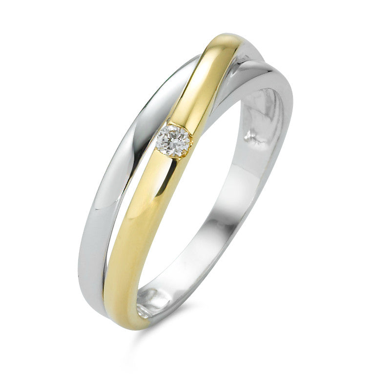 Ring 750/18K witgoud, 750/18K geel goud Diamant 0.05 ct, w-si