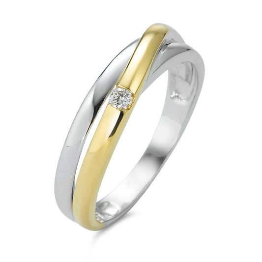 Ring 750/18K witgoud, 750/18K geel goud Diamant 0.05 ct, w-si
