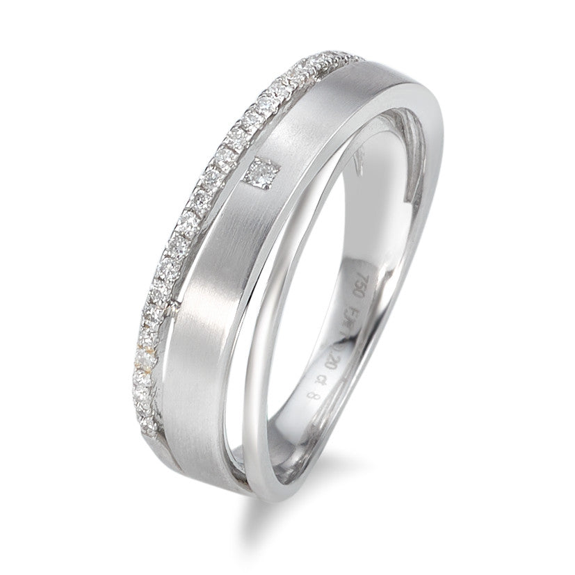 Ring 750/18K witgoud Diamant 0.20 ct, 28 Steen, w-si