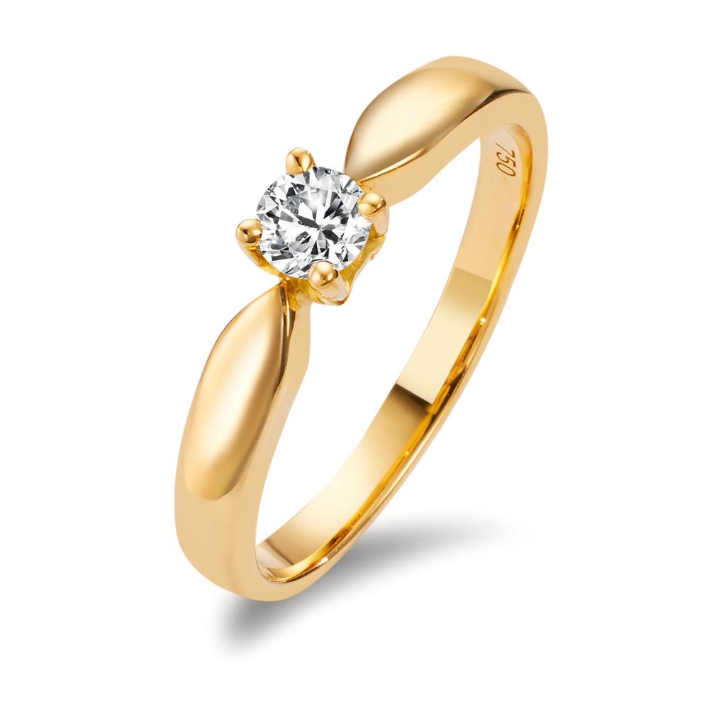 Solitaire ring 750/18K geel goud Diamant 0.20 ct, w-si