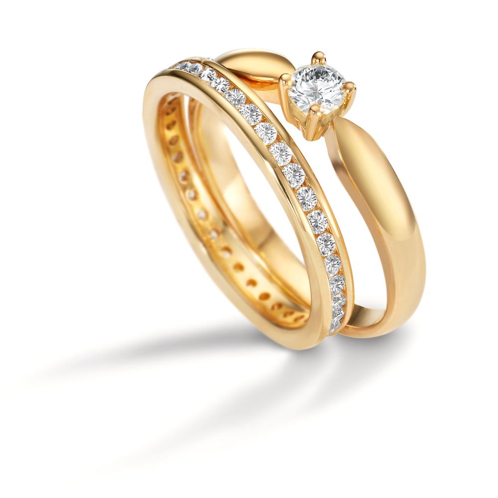 Memory ring 750/18K geel goud Diamant wit, 1 ct, 33 Steen, [Brillant], w-si