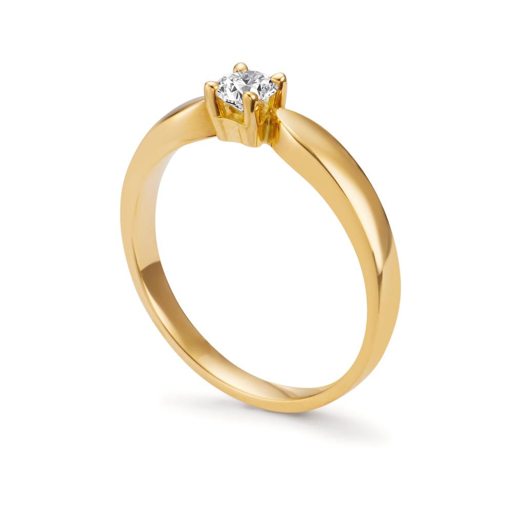 Solitaire ring 750/18K geel goud Diamant 0.20 ct, w-si