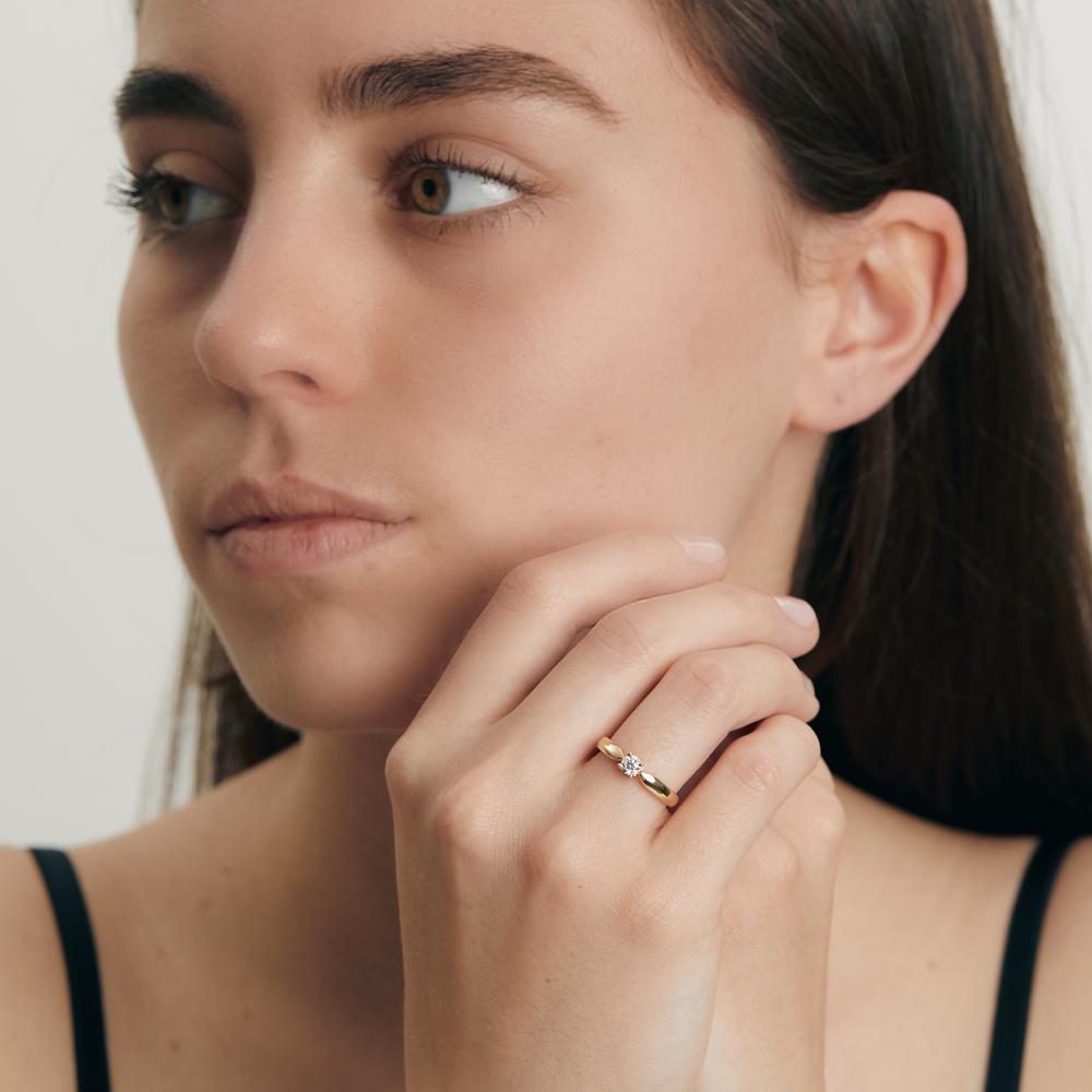 Solitaire ring 750/18K geel goud Diamant 0.20 ct, w-si