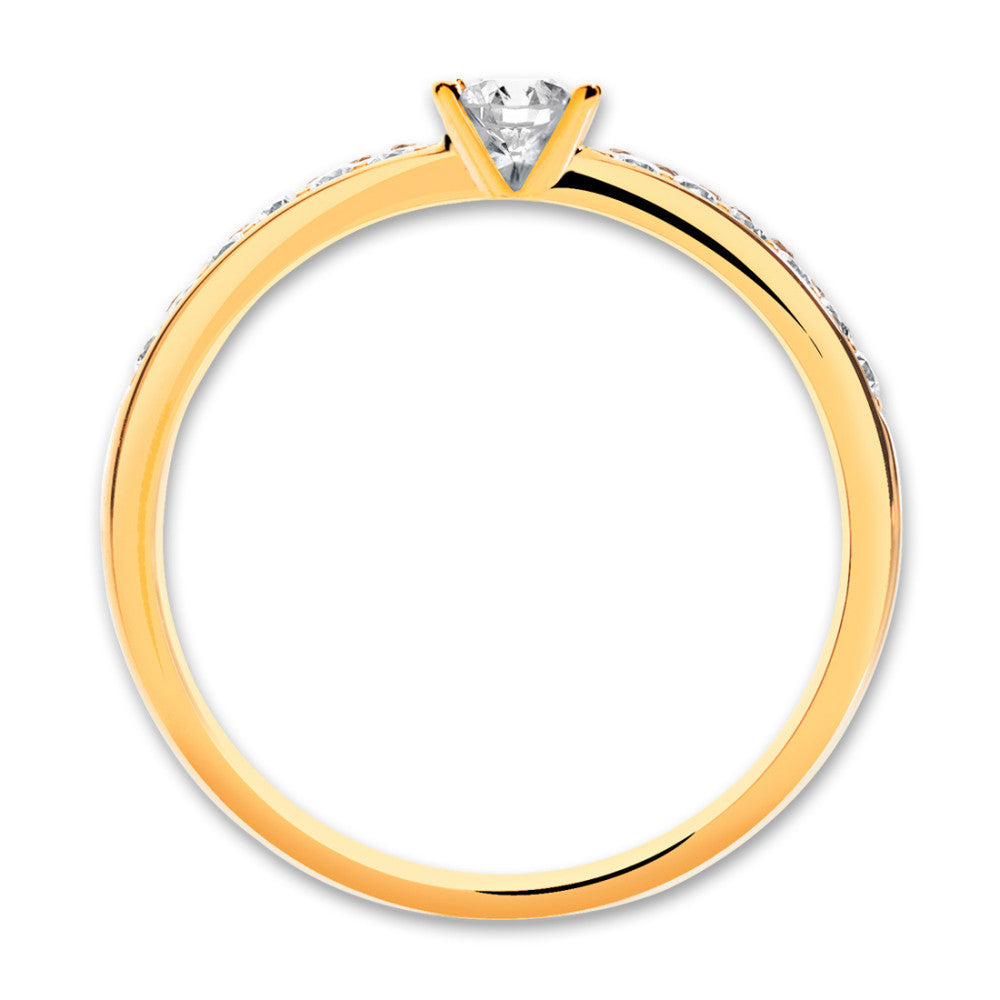 Solitaire ring 750/18K geel goud Diamant 0.20 ct, 17 Steen, w-si