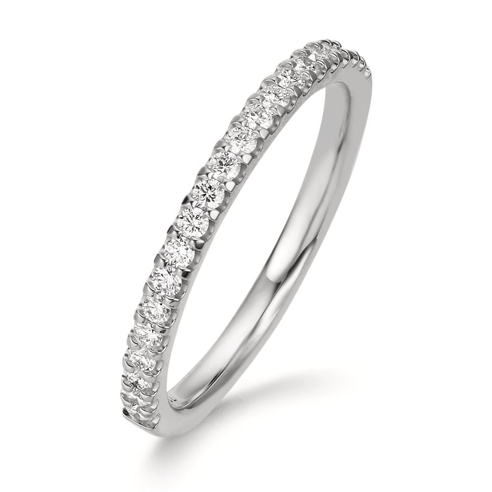 Memory ring 750/18K witgoud Diamant 0.25 ct, 21 Steen, w-si
