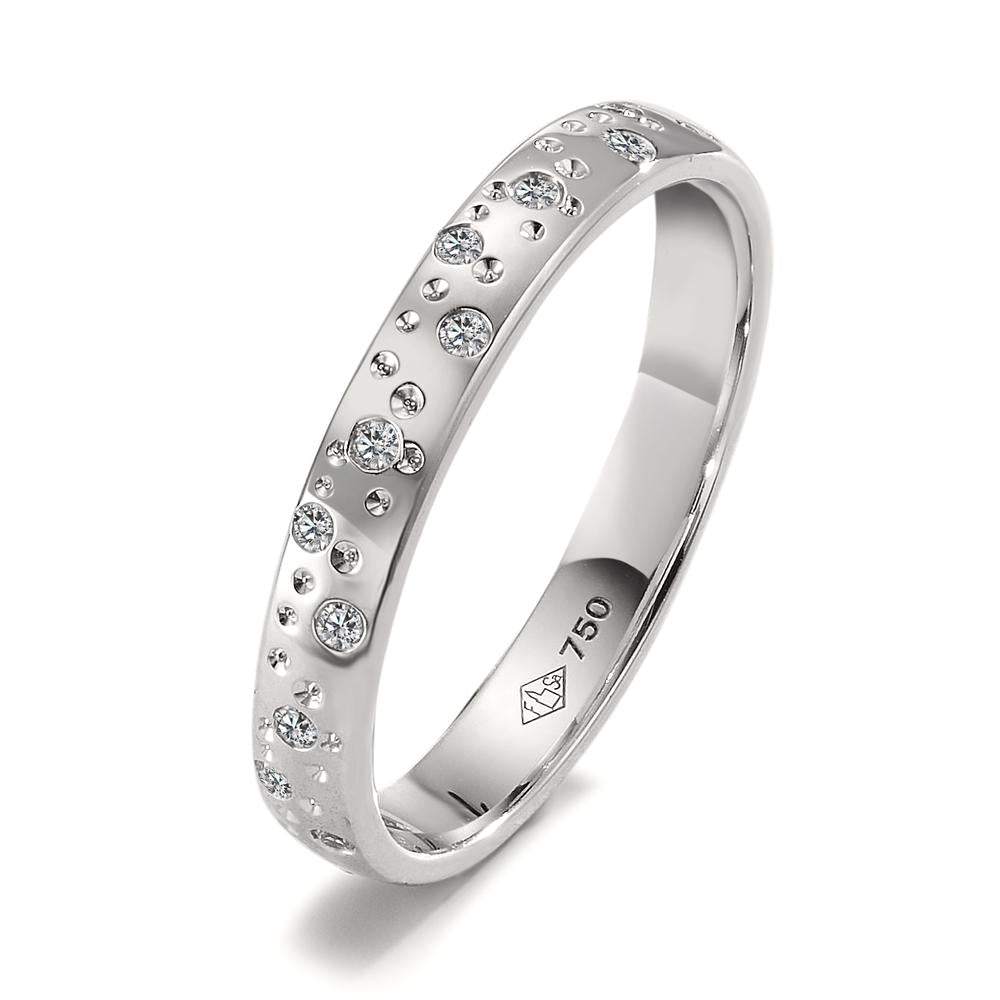 Ring 750/18K witgoud Diamant 0.13 ct, 24 Steen, w-si Ster