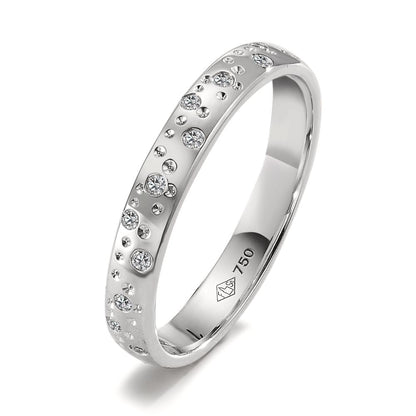 Ring 750/18K witgoud Diamant 0.13 ct, 24 Steen, w-si Ster