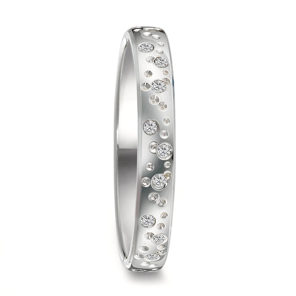 Ring 750/18K witgoud Diamant 0.13 ct, 24 Steen, w-si Ster
