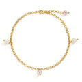 Enkelbanden Brons Verguld [shining Pearls], 4 Parels, 6 mm 26 cm