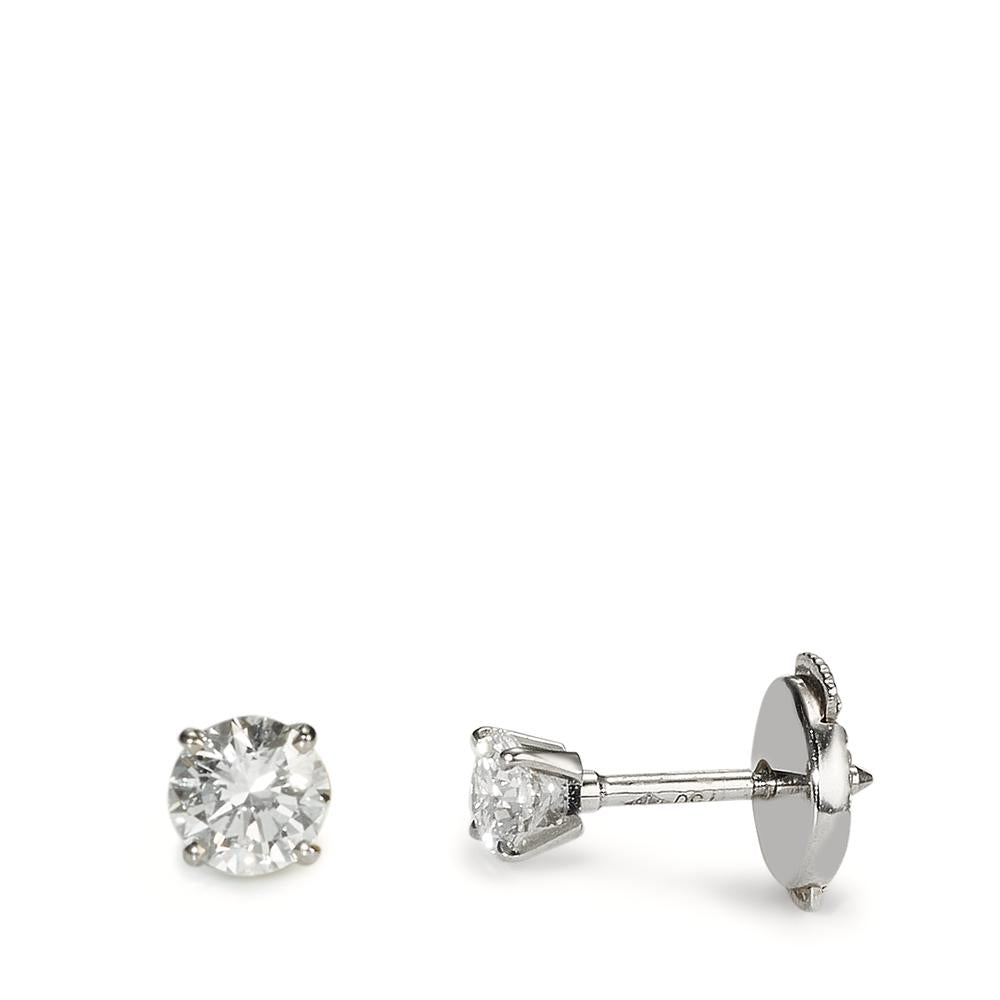 Oorknoppen 750/18K witgoud Diamant 0.40 ct, 2 Steen, w-si