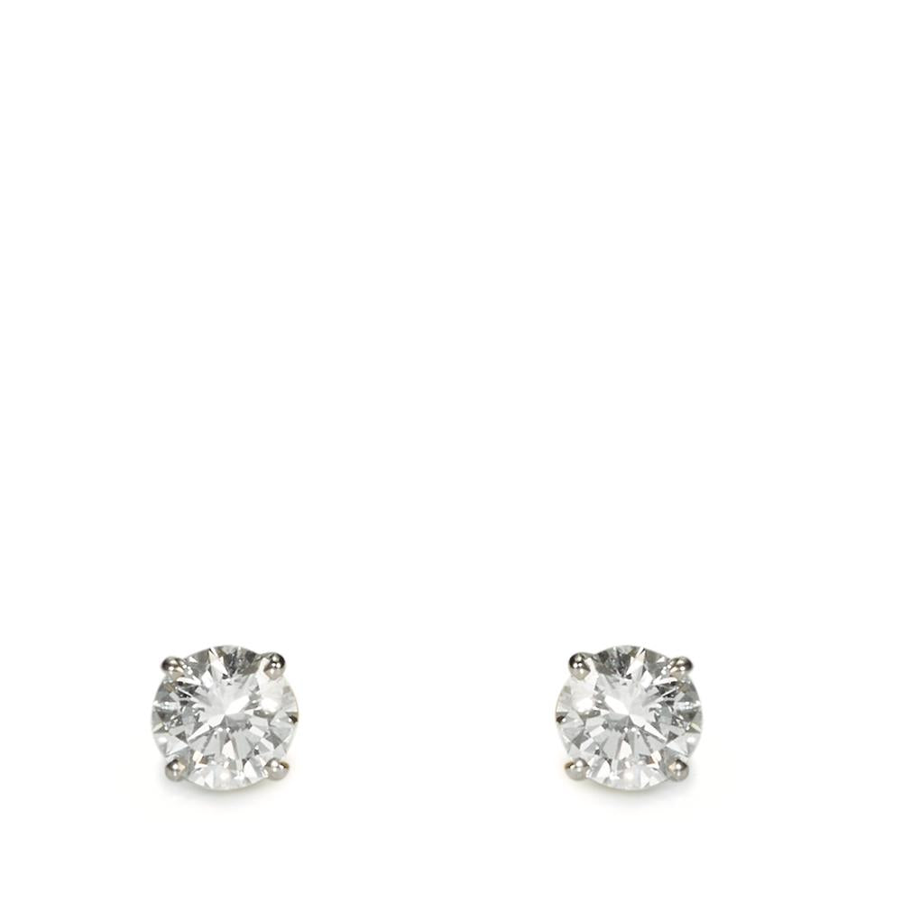 Oorknoppen 750/18K witgoud Diamant 0.40 ct, 2 Steen, w-si