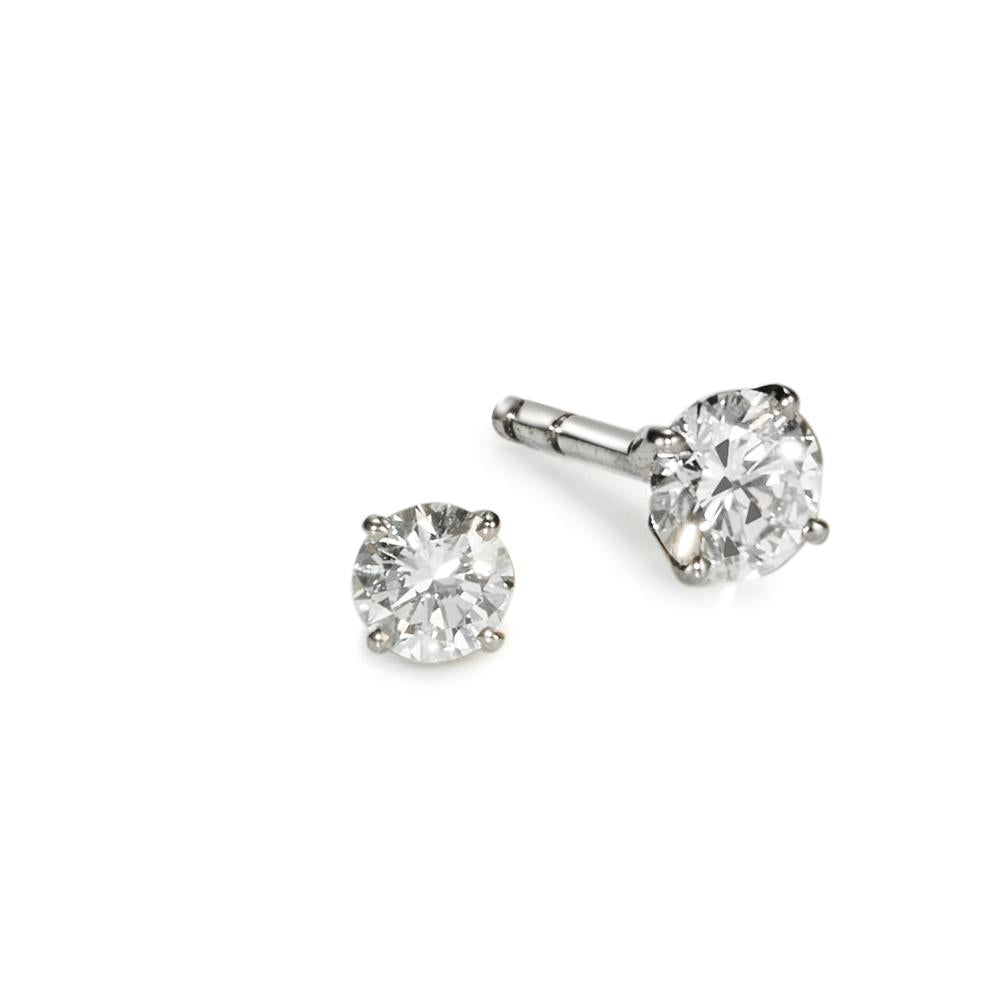 Oorknoppen 750/18K witgoud Diamant 0.40 ct, 2 Steen, w-si