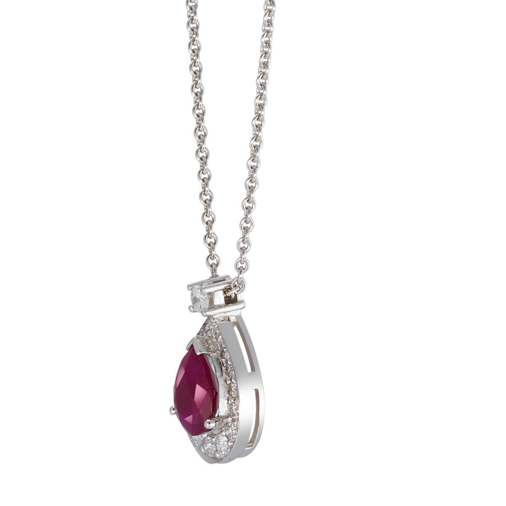 Collier 750/18K witgoud Robijn p1, Diamant 0.21 ct, 18 Steen, w-si 42 cm