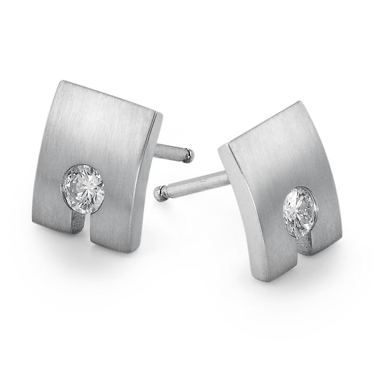 Oorknoppen 750/18K witgoud Diamant 0.20 ct, 2 Steen, w-si