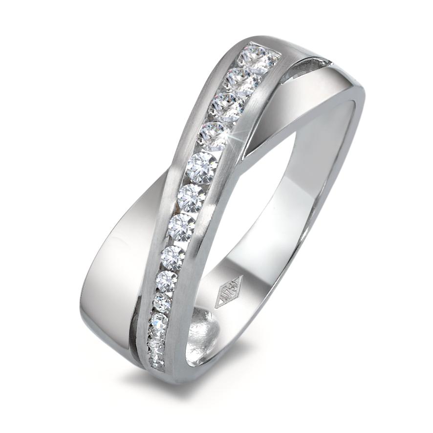 Ring 750/18K witgoud Zirkonia 15 Steen