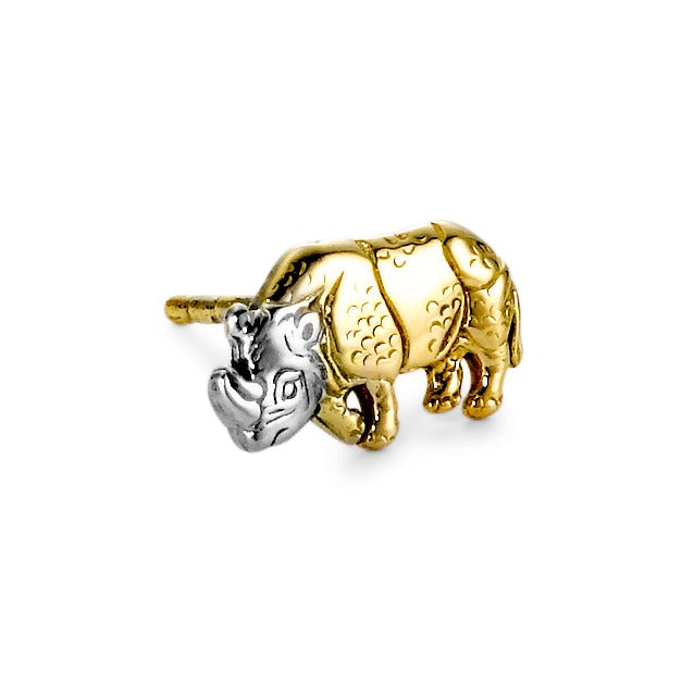 Oorknop 1 stuk 750/18K geel goud Neushoorn