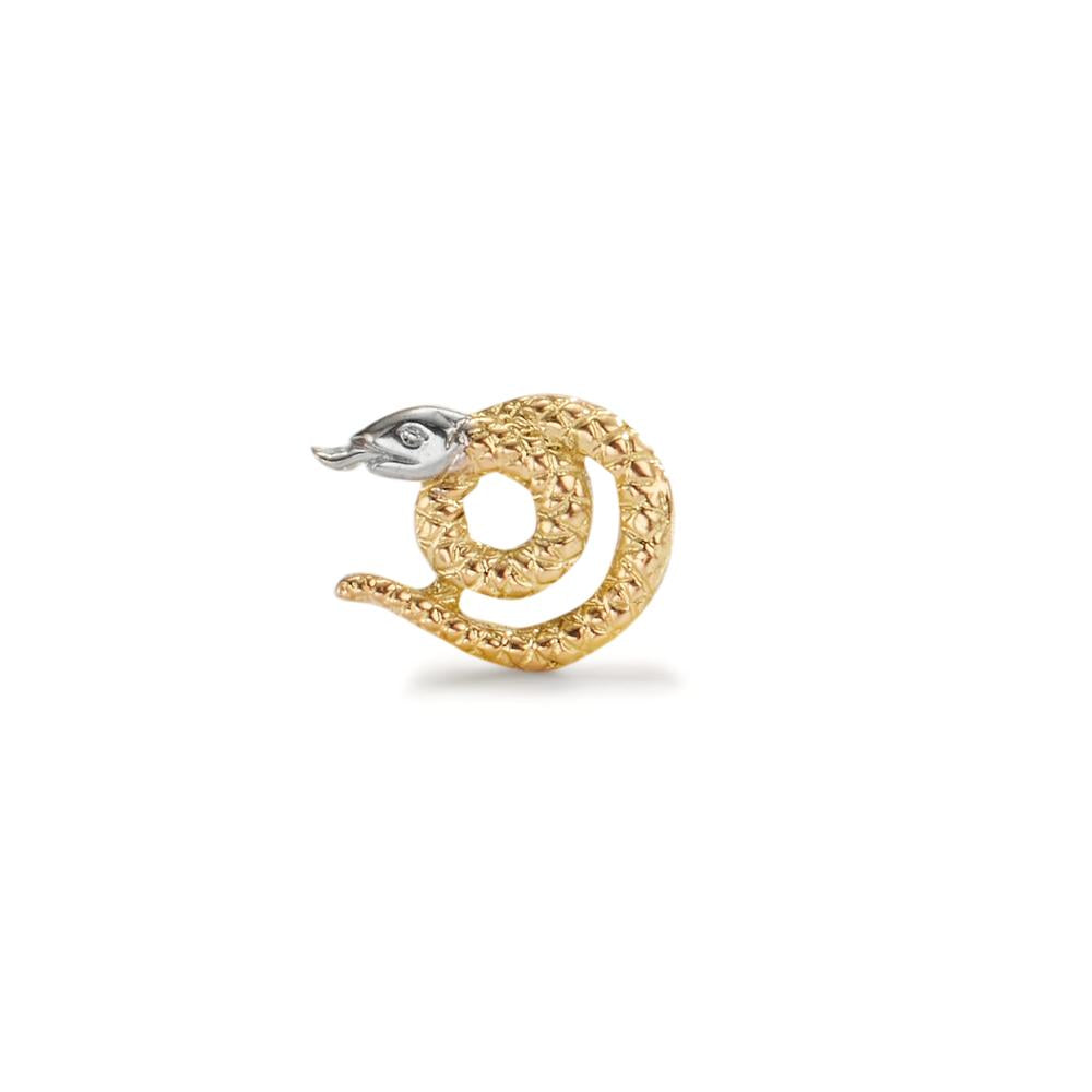 Oorknop 1 stuk 750/18K geel goud Bi-color Slang