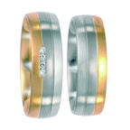 Ring 500 Palladium, 750/18K geel goud, 750/18K witgoud Diamant 0.04 ct, 4 Steen, w-si