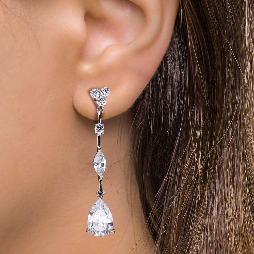 Oorbellen Zilver Zirkonia Gerhodineerd