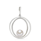 Hanger 750/18K witgoud Diamant 0.35 ct, 55 Steen, w-si zoetwater Parel