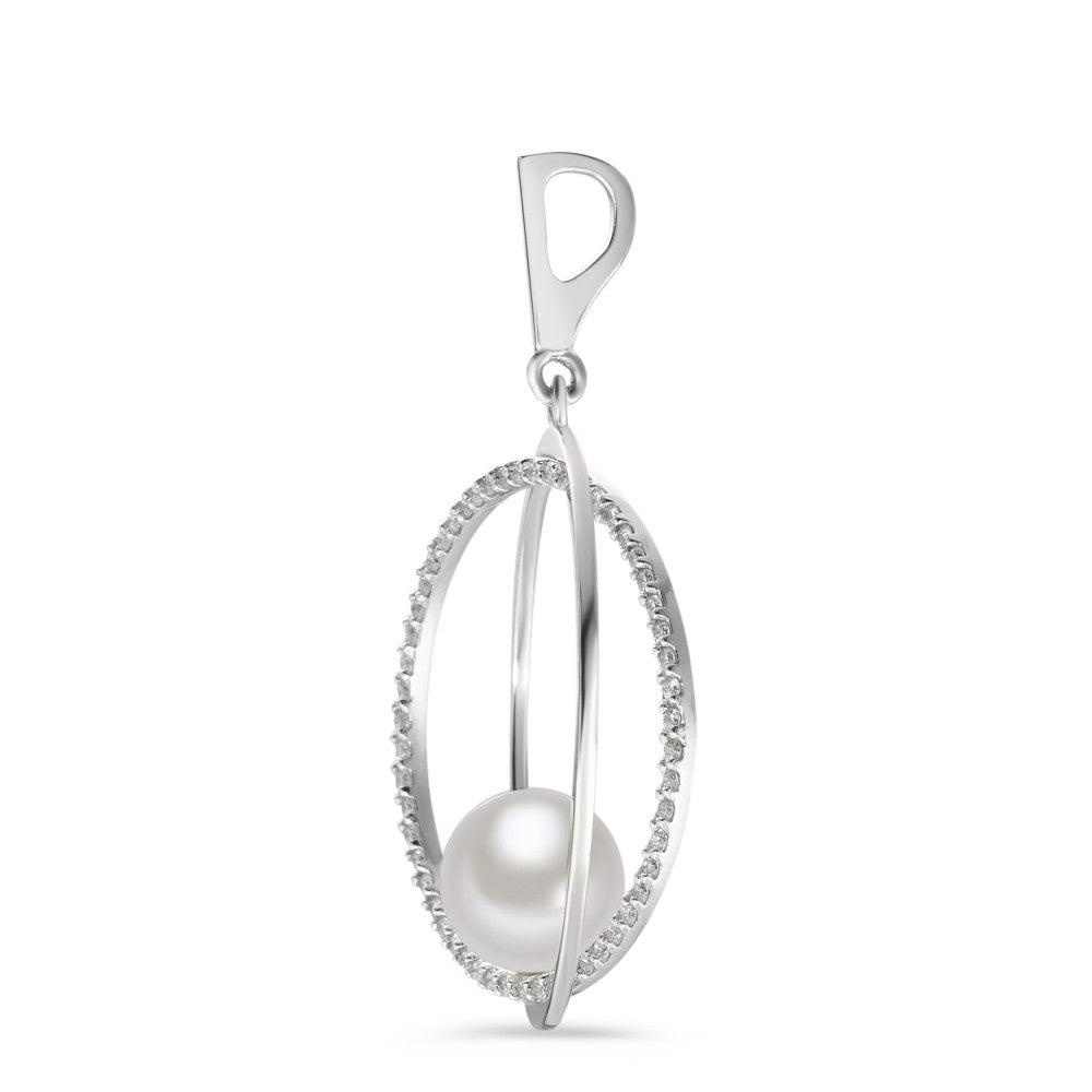 Hanger 750/18K witgoud Diamant 0.35 ct, 55 Steen, w-si zoetwater Parel