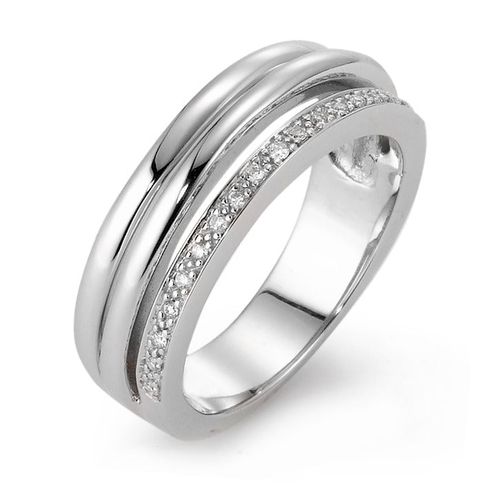 Ring 750/18K witgoud Diamant 0.08 ct, 19 Steen, w-si