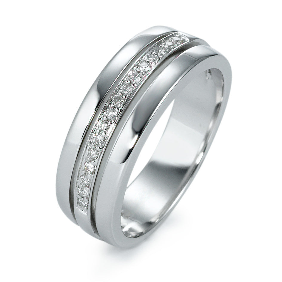 Ring 750/18K witgoud Diamant 0.103 ct, 16 Steen, w-si
