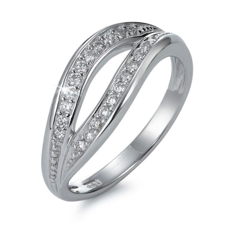 Ring 750/18K witgoud Diamant 0.22 ct, 22 Steen, w-si