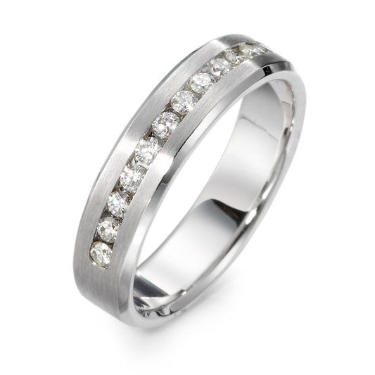 Memory ring 750/18K witgoud Diamant 0.25 ct, 12 Steen, w-si