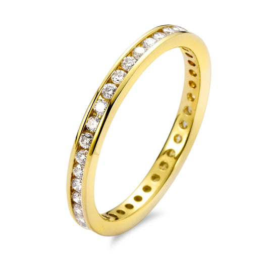 Memory ring 750/18K geel goud Diamant 0.50 ct, 38 Steen, w-si