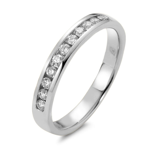 Memory ring 750/18K witgoud Diamant 0.25 ct, 11 Steen, w-si