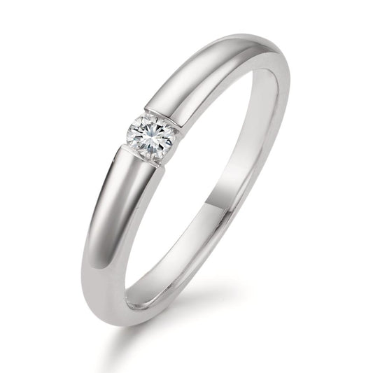 Solitaire ring 750/18K witgoud Diamant 0.10 ct, w-si