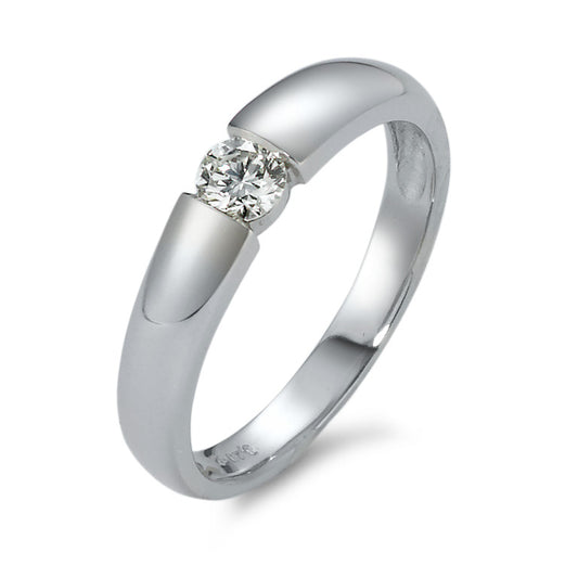 Solitaire ring 750/18K witgoud Diamant 0.20 ct, vsi Ø3.5 mm