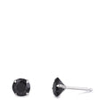 Oorknoppen Zilver Zirkonia zwart, 2 Steen, [rund], 7 mm Gerhodineerd