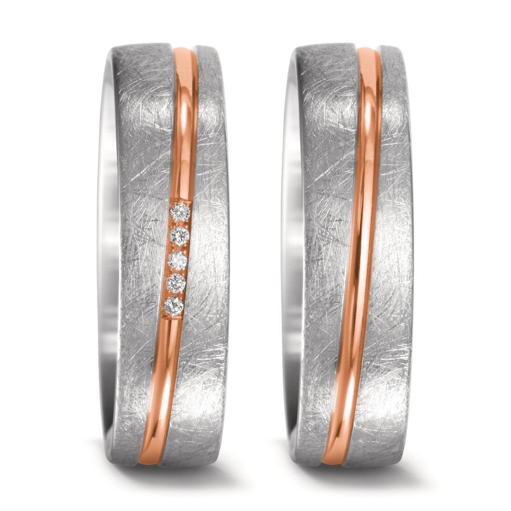 Partnerring 750/18K witgoud, 750/18K rood goud