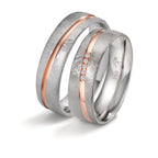 Partnerring 750/18K witgoud, 750/18K rood goud