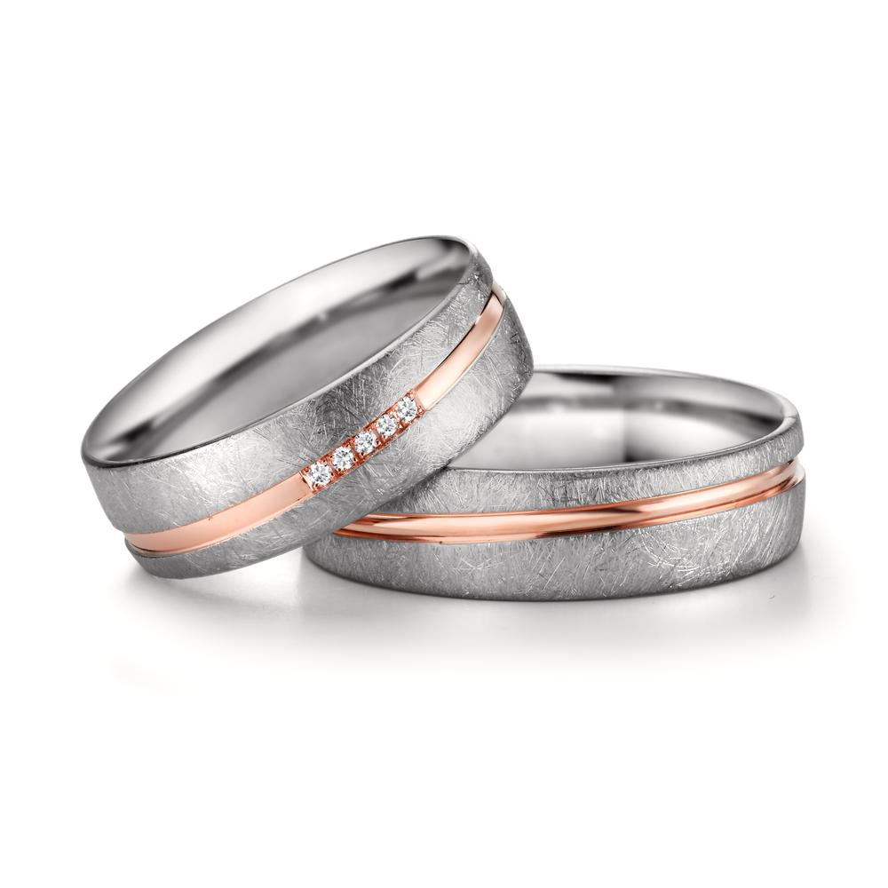 Partnerring 750/18K witgoud, 750/18K rood goud