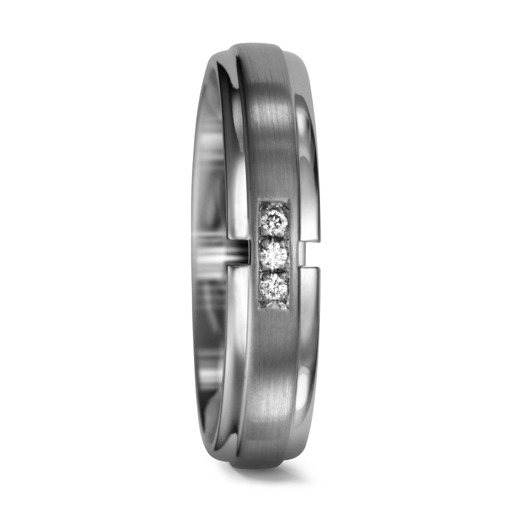 Partnerring 950 Palladium Diamant 0.03 ct, 3 Steen, tw-si