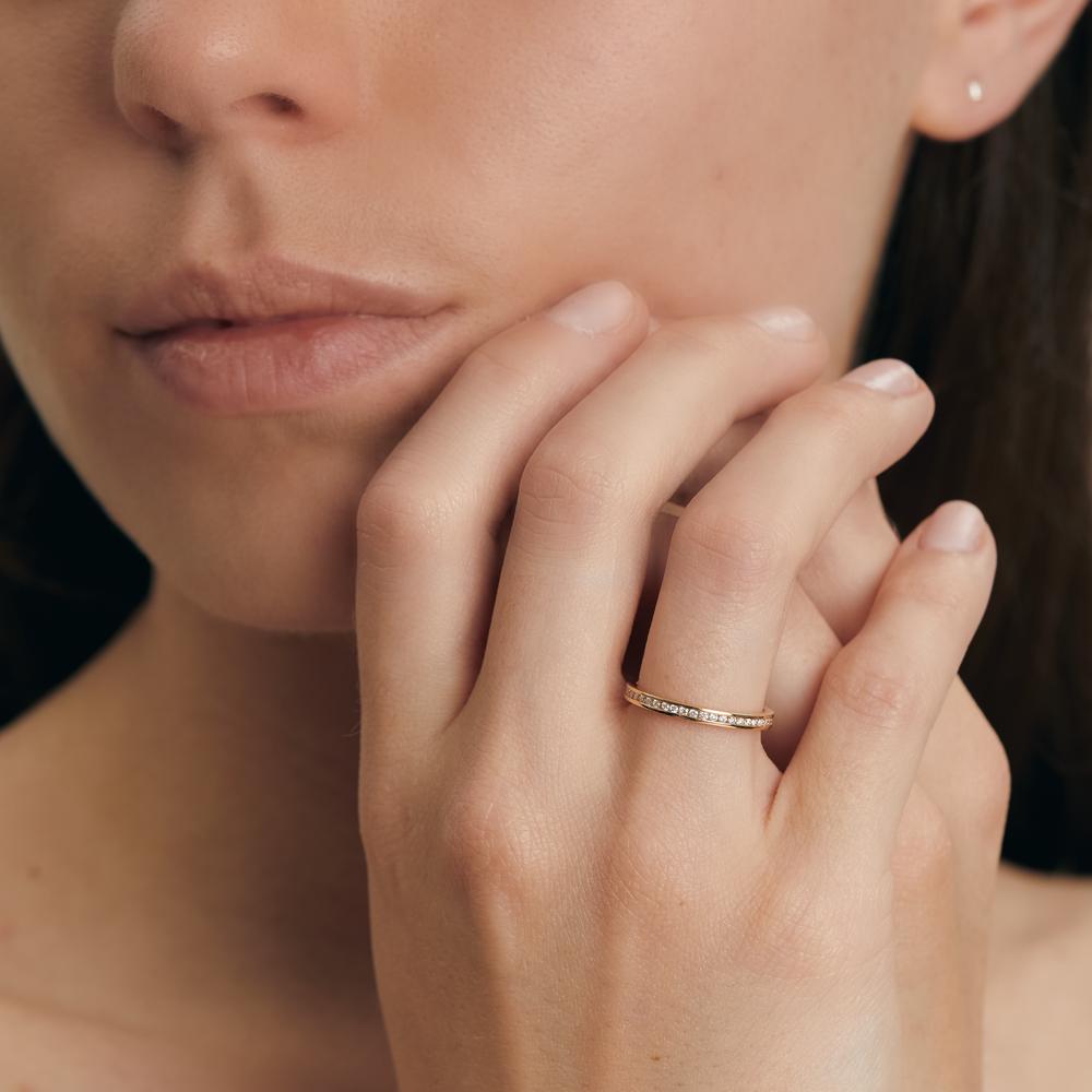 Memory ring 750/18K geel goud Diamant 0.25 ct, 50 Steen, w-si
