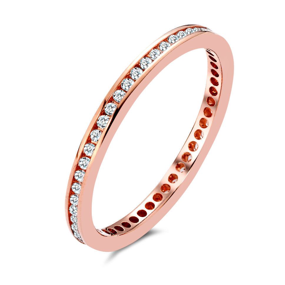 Memory ring 750/18K rood goud Diamant 0.25 ct, 50 Steen, w-si