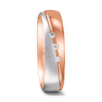 Partnerring 750/18K rood goud, 750/18K witgoud Diamant 0.045 ct, 3 Steen, tw-vsi